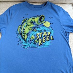 Wonder Nation Short Sleeve Casual Graphic T-Shirt Large (10-12) (Husky) Blue